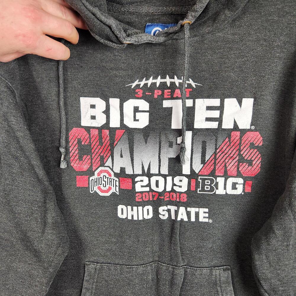 Ohio State Buckeyes Hoodie Mens XL Gray NCAA Football Sweatshirt 3 Peat Graphic